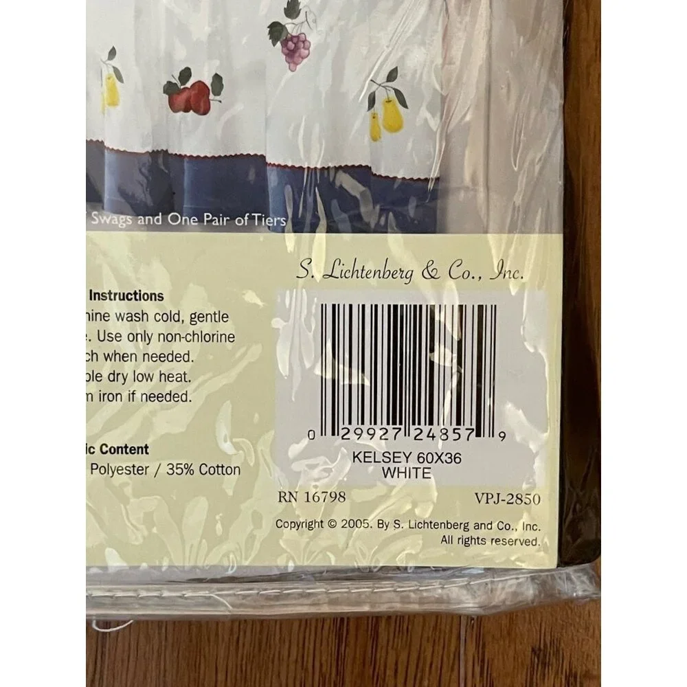 Lichtenberg NEW Kelsey Fruits Grapes Apples White 60” X 36” L One Pair TIERS NOS